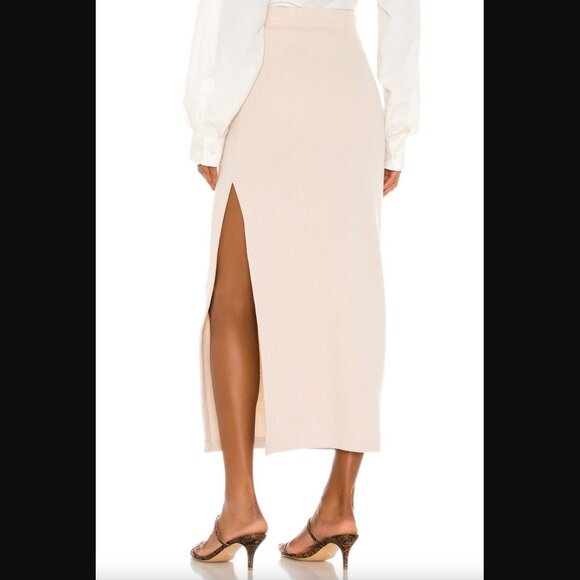 L'Academie Mia Knit Midi Maxi Skirt in Cream with Side Slit Size Small - Picture 11 of 12